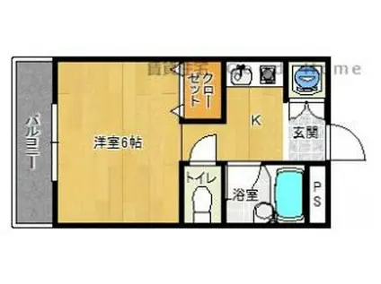 フェアリー六甲(1K/2階)の間取り写真