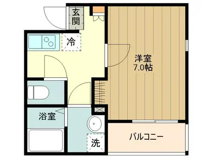 フルセイル西八王子II(1K/1階)の間取り写真