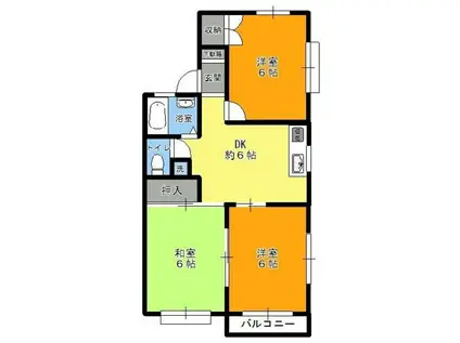 クレーンズ馬場C(3DK/2階)の間取り写真