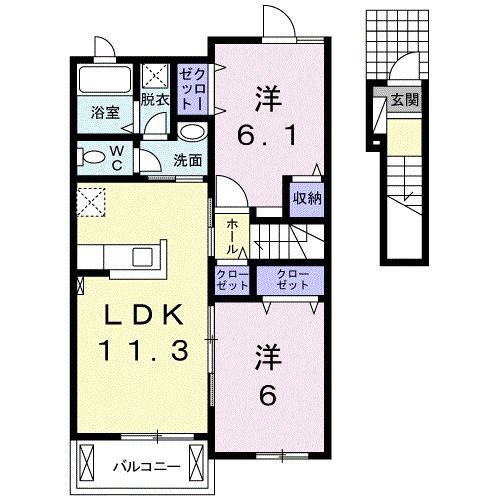 ベル フィオーレA(2LDK/2階)の間取り写真