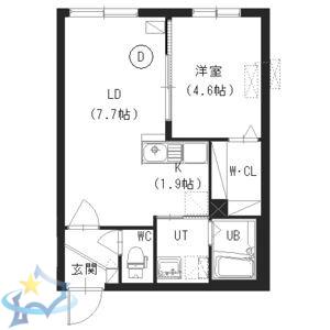 ANPURURU(1LDK/5階)の間取り写真