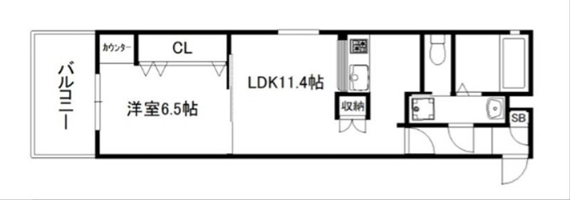 スミレスタ烏丸五条(1LDK/1階)の間取り写真