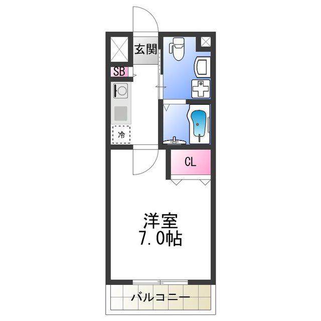 エクセル杭全(1K/5階)の間取り写真