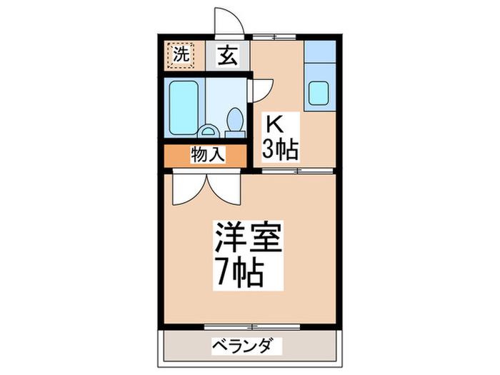 クローバーAハイツ(1K/1階)の間取り写真
