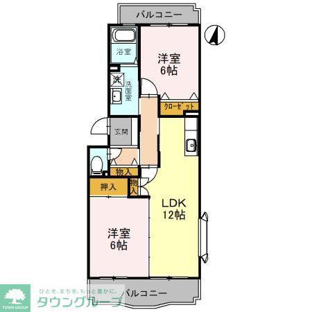 エーデルハイム峯岸(2LDK/1階)の間取り写真
