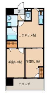 アジリア博多イースト(2LDK/7階)の間取り写真
