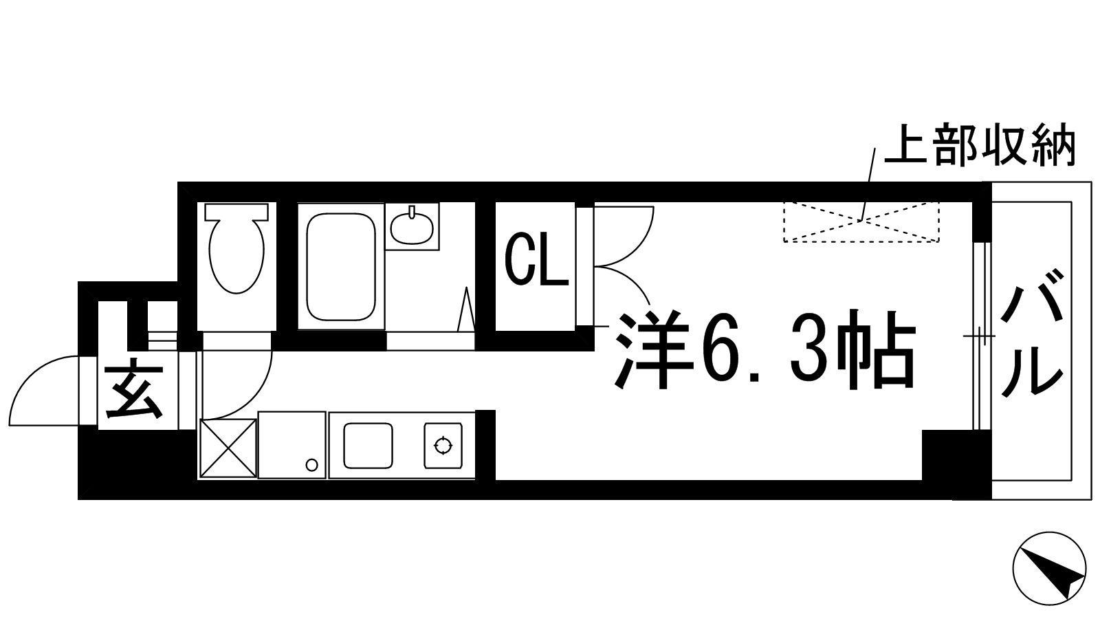 パセオ石橋(1K/6階)の間取り写真