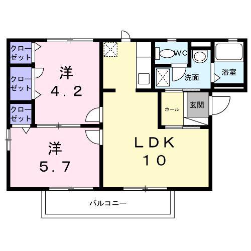 サンヴェール・ハイツ南 (2LDK/2階)の間取り写真