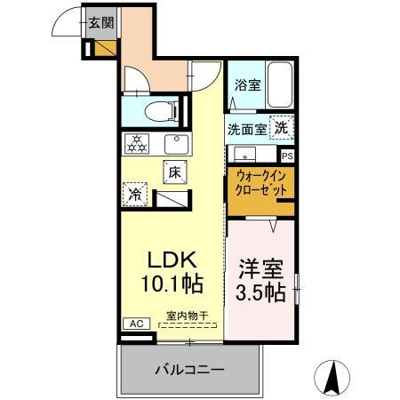 メゾングレイス(1LDK/1階)の間取り写真