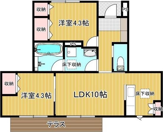 APT K III(2LDK/1階)の間取り写真