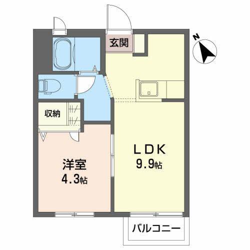 ライフステージ松園(1LDK/2階)の間取り写真