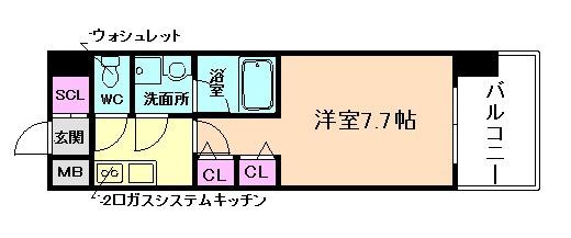 スプランディッド三国ファースト(1K/8階)の間取り写真
