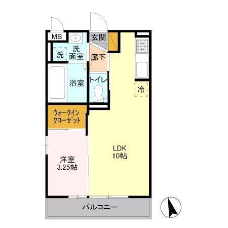 クオリタ・リリ(1LDK/3階)の間取り写真