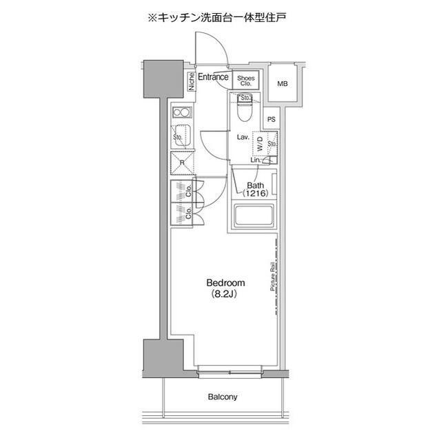 ザ・パークハビオ五反田(1K/4階)の間取り写真