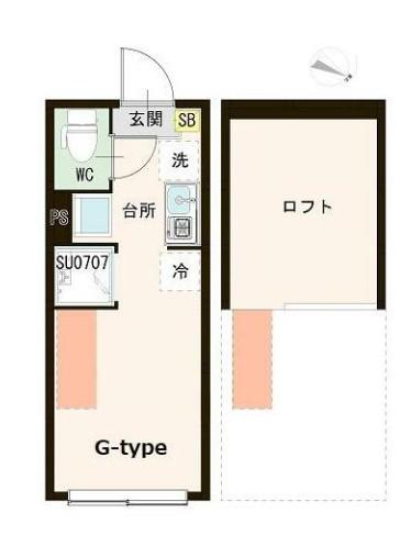 ハーモニーテラス貫井II(ワンルーム/2階)の間取り写真