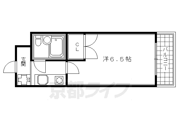 第17長栄シャルマン四条大宮壱番館(1K/1階)の間取り写真