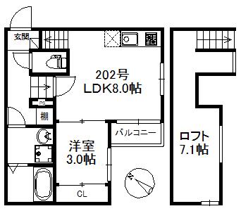 ウィンクルム・CREST 676(1LDK/2階)の間取り写真