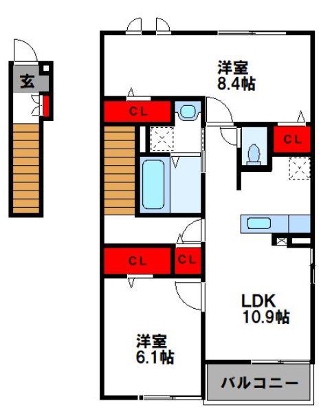 グランリオ(2LDK/2階)の間取り写真