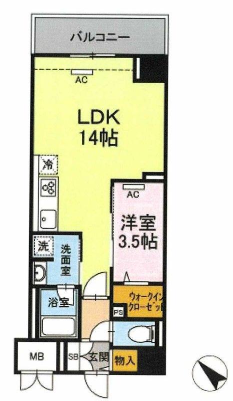 ELGRAND箱崎(1LDK/6階)の間取り写真