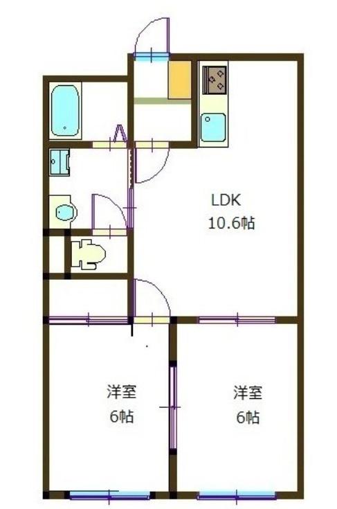 クレセント道三(2LDK/3階)の間取り写真