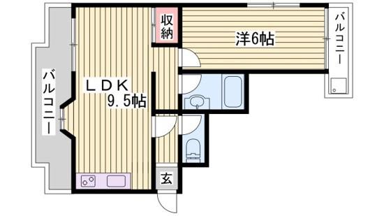 サンライズ伊伝居(1LDK/4階)の間取り写真