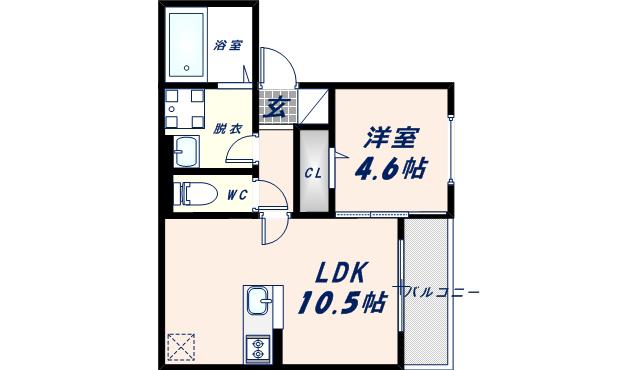 カーサマロード(1LDK/2階)の間取り写真