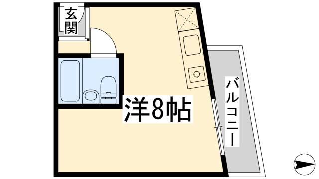グランディア北野異人館通(ワンルーム/5階)の間取り写真