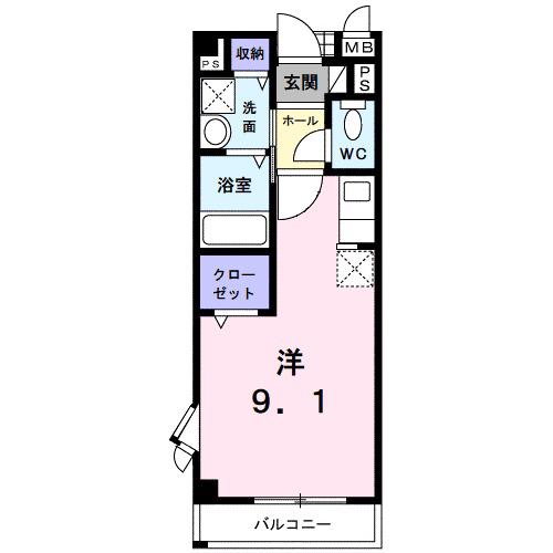 エクレール古結V(ワンルーム/2階)の間取り写真