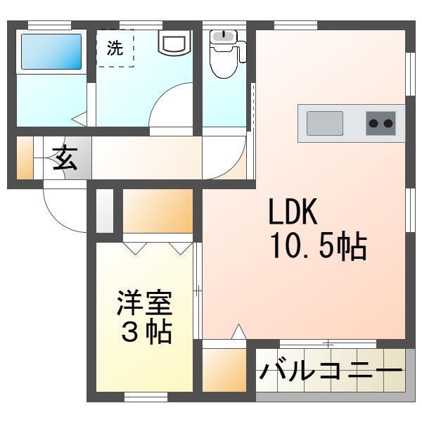 モーント米山壱番館(1LDK/2階)の間取り写真