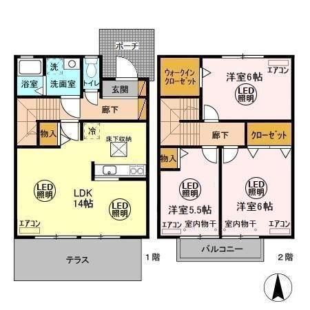 ROYALGARDENCASAHARA(3LDK/2階)の間取り写真
