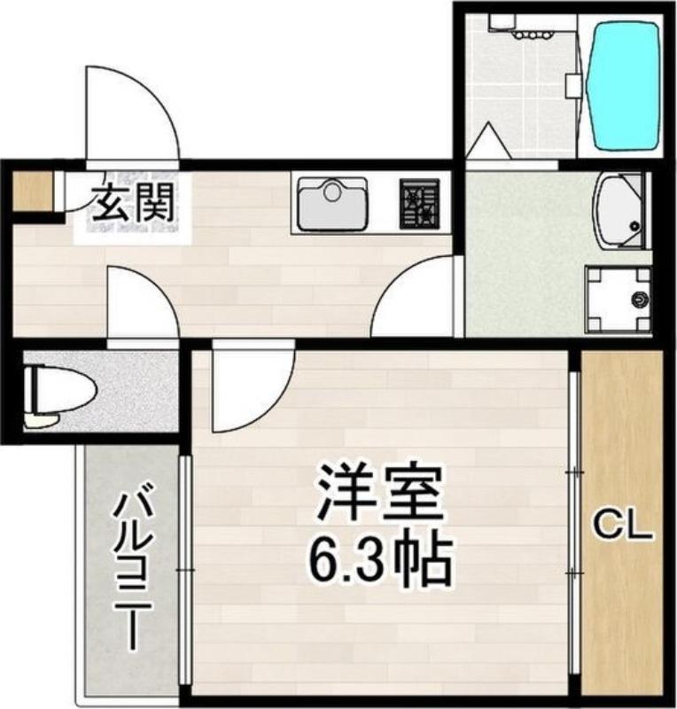 プルミエール角割町(1K/2階)の間取り写真