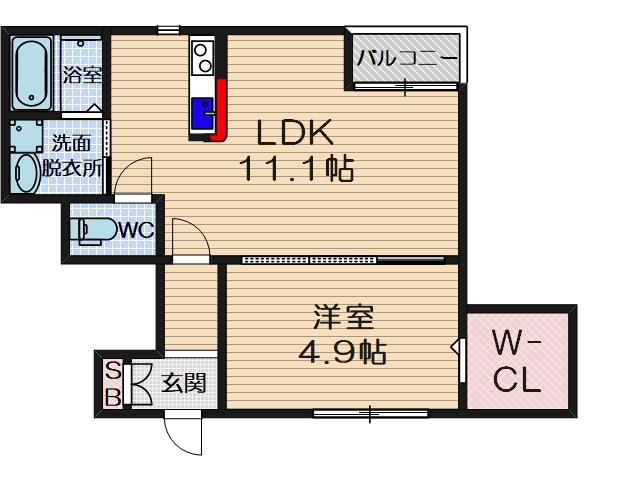 エルドール竹橋(1LDK/2階)の間取り写真