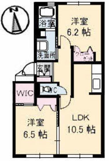 フレヴェール(2LDK/1階)の間取り写真