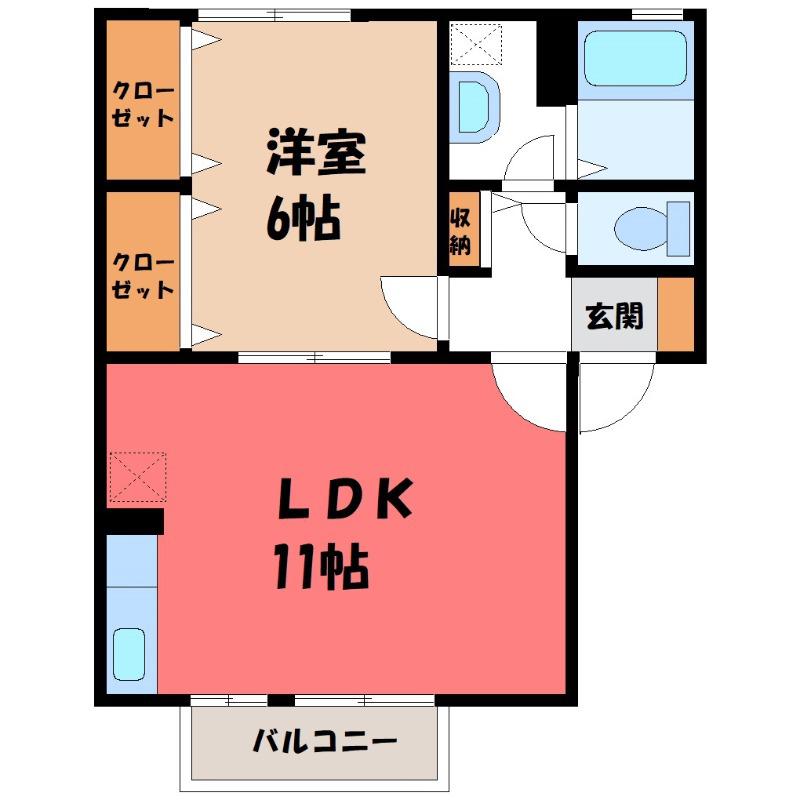フォンティーヌ D(1LDK/1階)の間取り写真