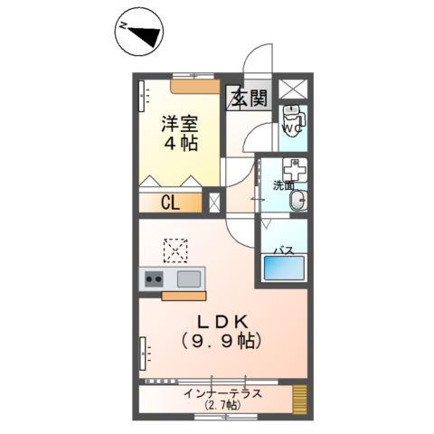 OLIVE(1LDK/1階)の間取り写真