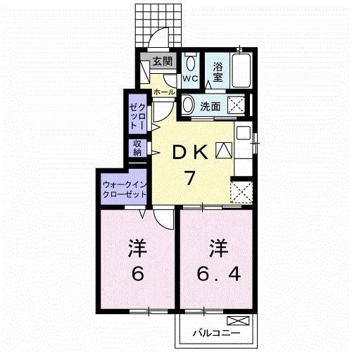 ワイズKM(2DK/1階)の間取り写真