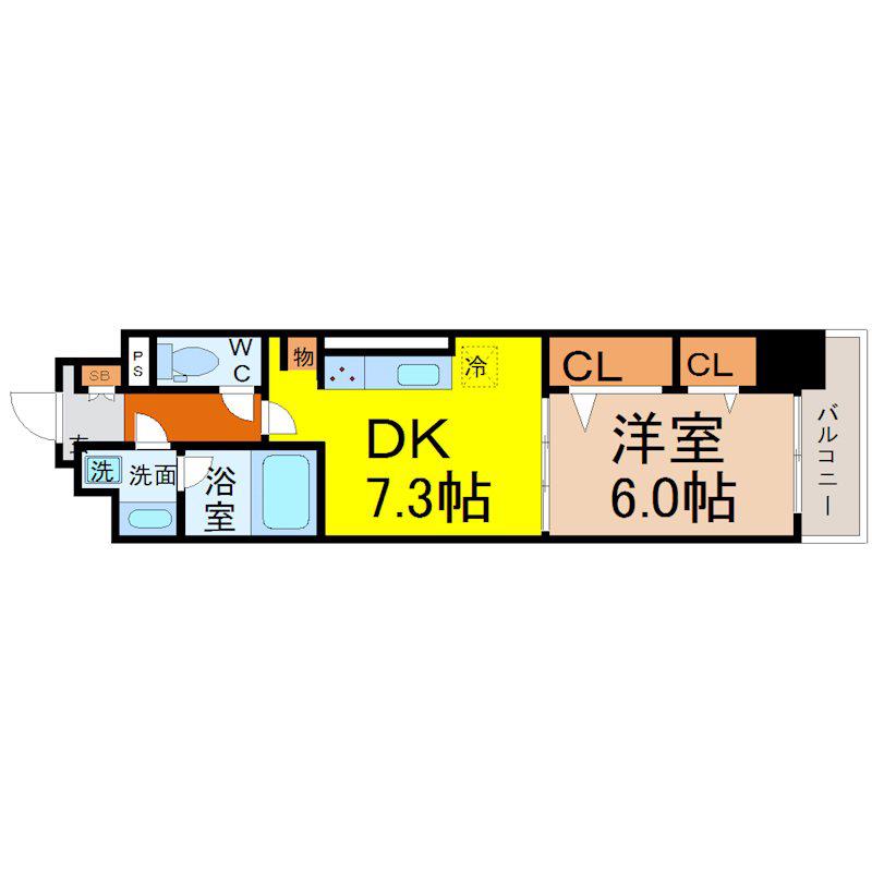アロームドゥジョア(1DK/8階)の間取り写真