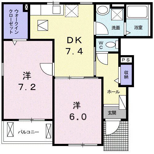 アン・グラース(2DK/1階)の間取り写真