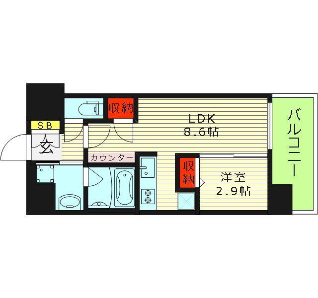 コンフォリア・リヴ京橋(1LDK/3階)の間取り写真