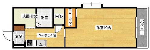 リバーハイム古市(1K/1階)の間取り写真