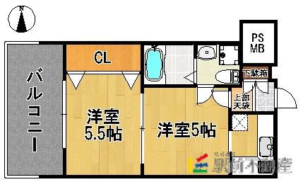 エステート・モア大手門(2K/9階)の間取り写真