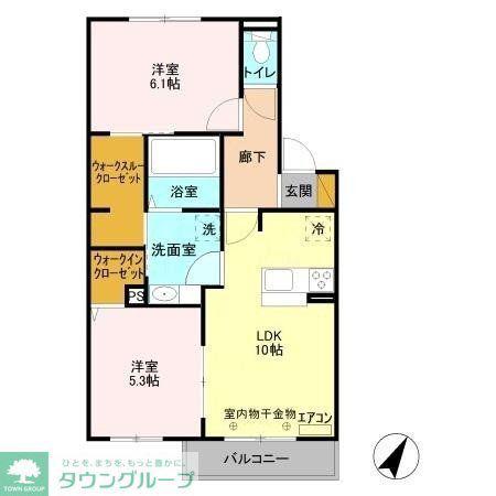 グランヒル(2LDK/2階)の間取り写真