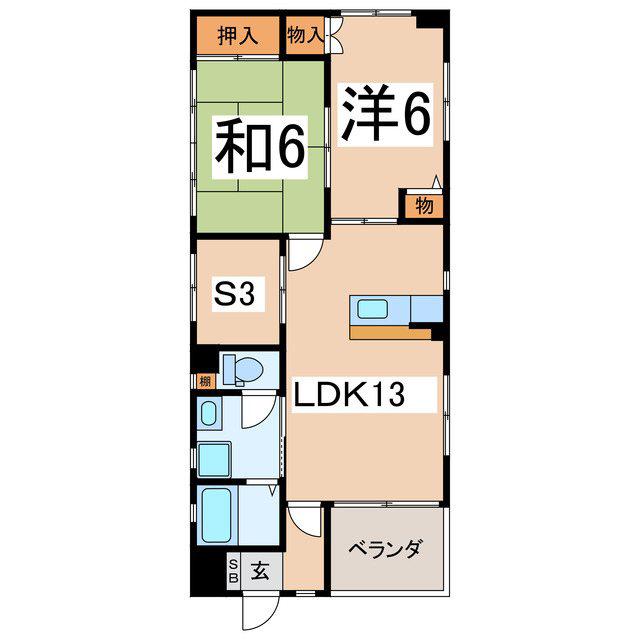 コーポピュア(2SLDK/1階)の間取り写真