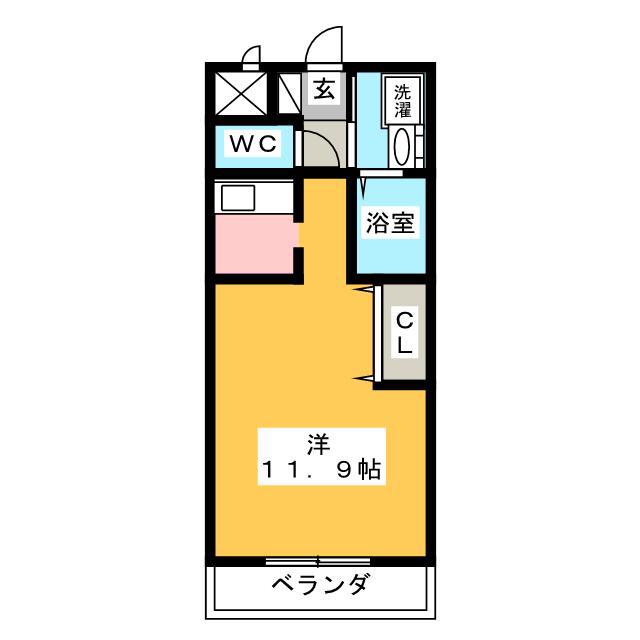 モンブーシュII(1K/1階)の間取り写真