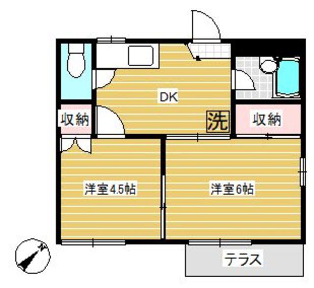 ユーアイハイム富士見C(2DK/1階)の間取り写真