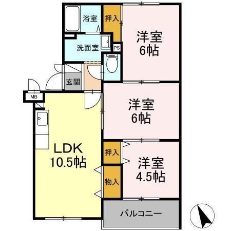 アルベール(3LDK/3階)の間取り写真