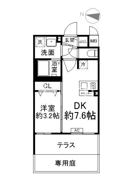 ファステート京都ステーションウォズ(1DK/1階)の間取り写真
