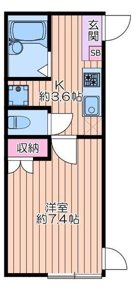 ソル・フルール(1K/1階)の間取り写真