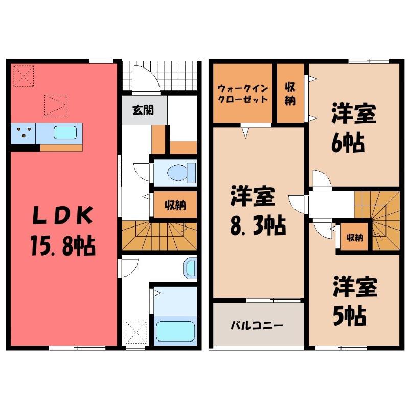 リーブルファイン深谷駅 II(3LDK/1階)の間取り写真