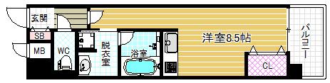 アルグラッド福島イースト(ワンルーム/9階)の間取り写真